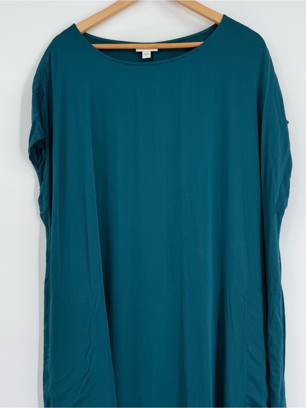 Pure J. JILL Maxi Dress Size 2X Green Cap Sleeves Lightweight Tunic Pockets - Picture 3 of 8